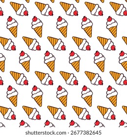 Seamless Pattern of Ice Cream on isolated white background