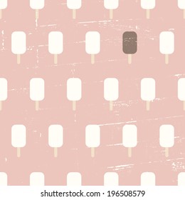 Seamless pattern with ice cream in pastel pink, white and brown.