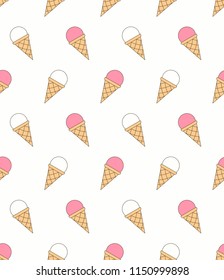 Seamless pattern with ice cream, pink color, vector eps10 illustration