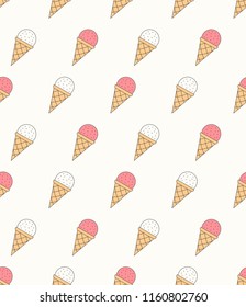 Seamless pattern with ice cream, pink color, vector eps10 illustration