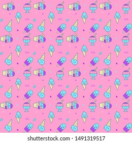 Seamless pattern ice cream with pink background