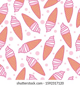 Seamless pattern ice cream in pink colors