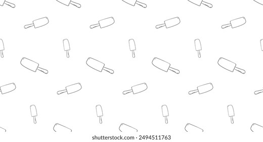 Seamless pattern with ice cream popsicle bar hand drawn doodle outline vector