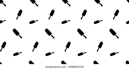 Seamless pattern with ice cream popsicle bar silhouette vector