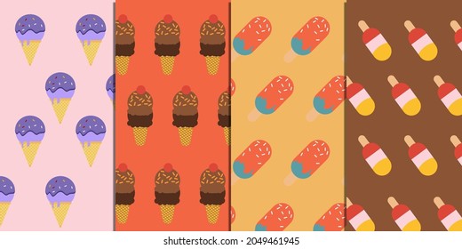 seamless pattern ice cream set