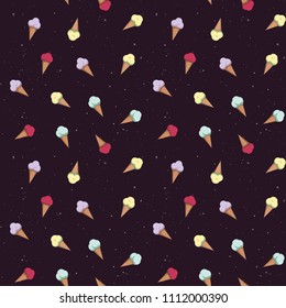 Seamless pattern ice cream in space
