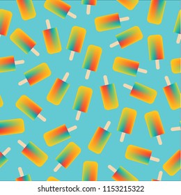 Seamless pattern of ice cream stick colorful flavor with vintage background. Vector design.