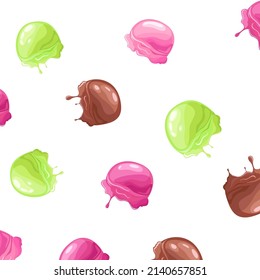 Seamless pattern with ice cream for summer prints, posters, wrapping paper, backgrounds, wallpaper, scrapbooking, textile, kids fashion, stationary etc Vector