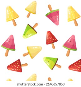 Seamless pattern with ice cream for summer prints, posters, wrapping paper, backgrounds, wallpaper, scrapbooking, textile, kids fashion, stationary etc Vector