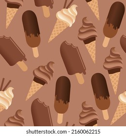 ininterrumpido patrón helado de verano postre de chocolate vectores vainilla de vainilla aislado