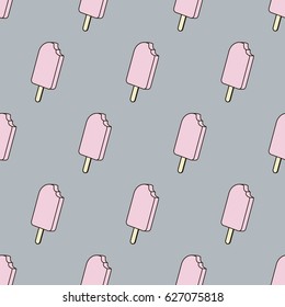 Seamless pattern with ice cream. Summer background