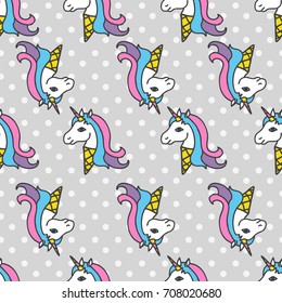 Seamless pattern with ice cream unicorns. Baby background.