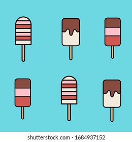 Seamless pattern with ice cream. Vector illustration with sweets. Enjoy the summer. Flat style illustration on a blue background