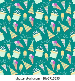 seamless pattern with ice cream in vector