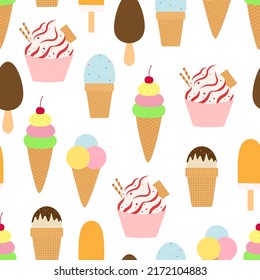Seamless pattern ice cream vector illustration
