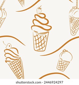 Seamless pattern with ice cream, vector illustration.
