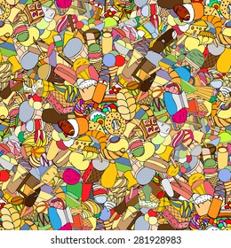 Seamless pattern with ice cream. Vector illustration