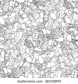 Seamless pattern with ice cream. Vector illustration