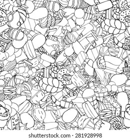 Seamless pattern with ice cream. Vector illustration