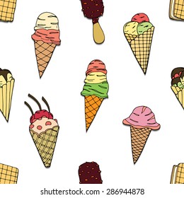 Seamless pattern with ice cream. Vector illustration