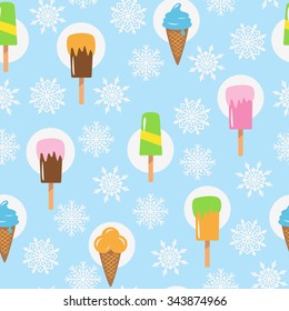 Seamless pattern with ice cream. Vector illustration.