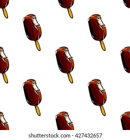 Seamless pattern with ice cream. Vector illustration. 