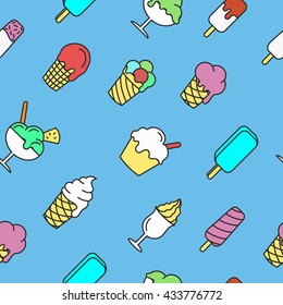 Seamless pattern with ice cream, vector illustration