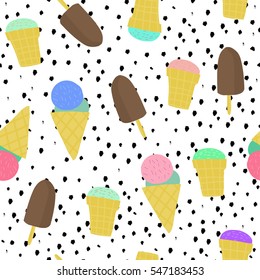 Seamless pattern with ice cream. Vector abstract image. 