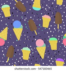 Seamless pattern with ice cream. Vector abstract image. 