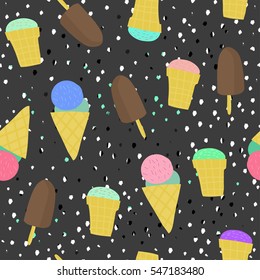 Seamless pattern with ice cream. Vector abstract image. 