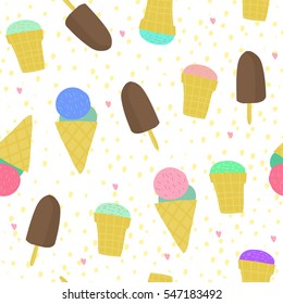 Seamless pattern with ice cream. Vector abstract image. 