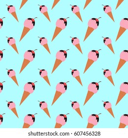 Seamless pattern with ice cream. Vector stock illustration. 