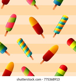 seamless pattern with ice cream. Vector illustration.