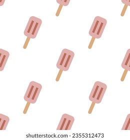 Patrón sin foco con helado. Vintage groovy Icecream, vector aislado en fondo blanco, postre retro, nostalgia vintage elemento 70, 80, 90's vibes.
