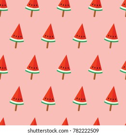 seamless pattern ice cream watermelon popsicle fruit summer on pink background vector wallpaper textile giftwrap