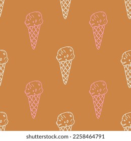 Seamless pattern with Ice cream, white icons