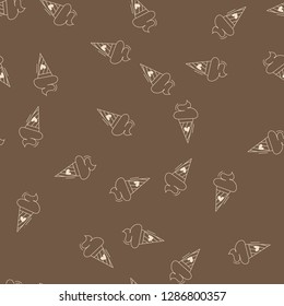 Seamless pattern with ice creams and hearts . Vector.