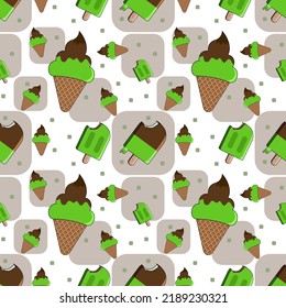 Seamless pattern with ice creams. Texture for fabric, wrapping, wallpaper. Decorative print.