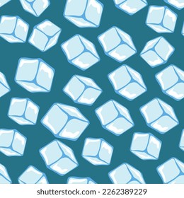 seamless pattern of ice cubes. cubes in blue color with highlights.cartoon style color vector illustration.set of grocery vector illustrations. 