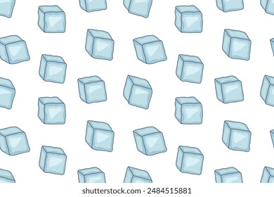 Cubos de hielo de patrón sin costura; fondo de fiesta de verano- Ilustración vectorial