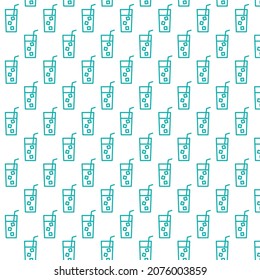 Seamless pattern of ice drink in white background with mini doodle (icon). Vector Illustration