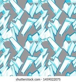 Seamless pattern ice. Flat cartoon style. Vector, isolated.