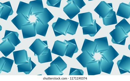 Seamless pattern of ice, glass cubes. Vector illustration of 3d cubes. Background design.