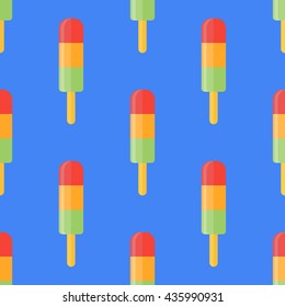 Seamless pattern with ice lolly. Vector texture.