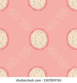 Seamless pattern with ice skates in a frame. Creative Vector texture great for fabric and textile, wallpapers, backgrounds.