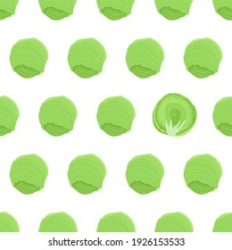 Patrón sin foco con lechuga de iceberg entero y elemento de captación de ojos - medio vegetal. Alimentos orgánicos textiles. Fondo gráfico de naturaleza vectorial dibujado a mano.