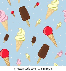 Seamless pattern with ice-cream