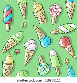 Seamless pattern with icecream