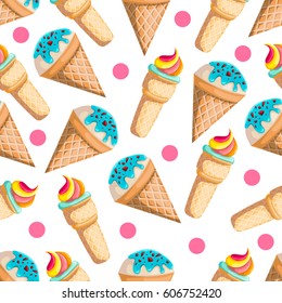 Seamless pattern with ice-cream