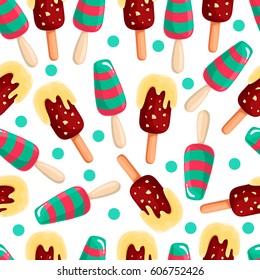 Seamless pattern with ice-cream
